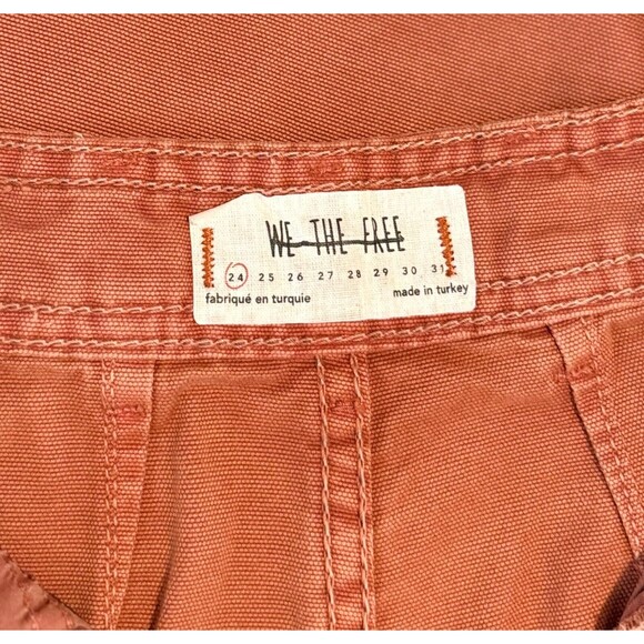We The Free People Women Pants Brown Hi Rise Wide Leg Canvas Baggy Chino Size 24 - Picture 3 of 7